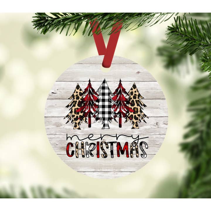 SHY Designs, LLC - Wholesale Ornament - Merry Christmas Animal Print Trees Christmas Ornament