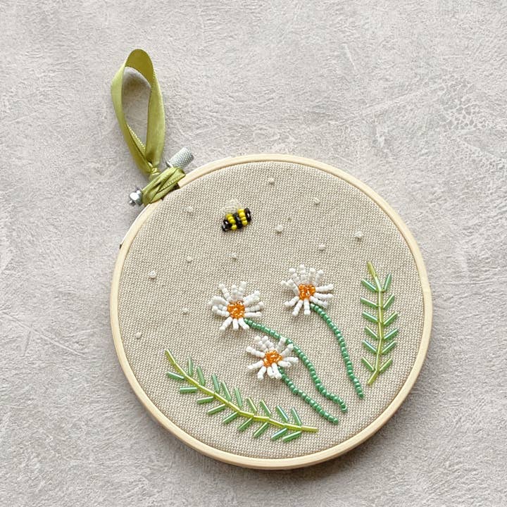 The Beaded Garden - Wholesale Embroidery/Cross Stitch Supplies - Daisy Bead Embroidery Craft Kit for Adults. Creative Gift.