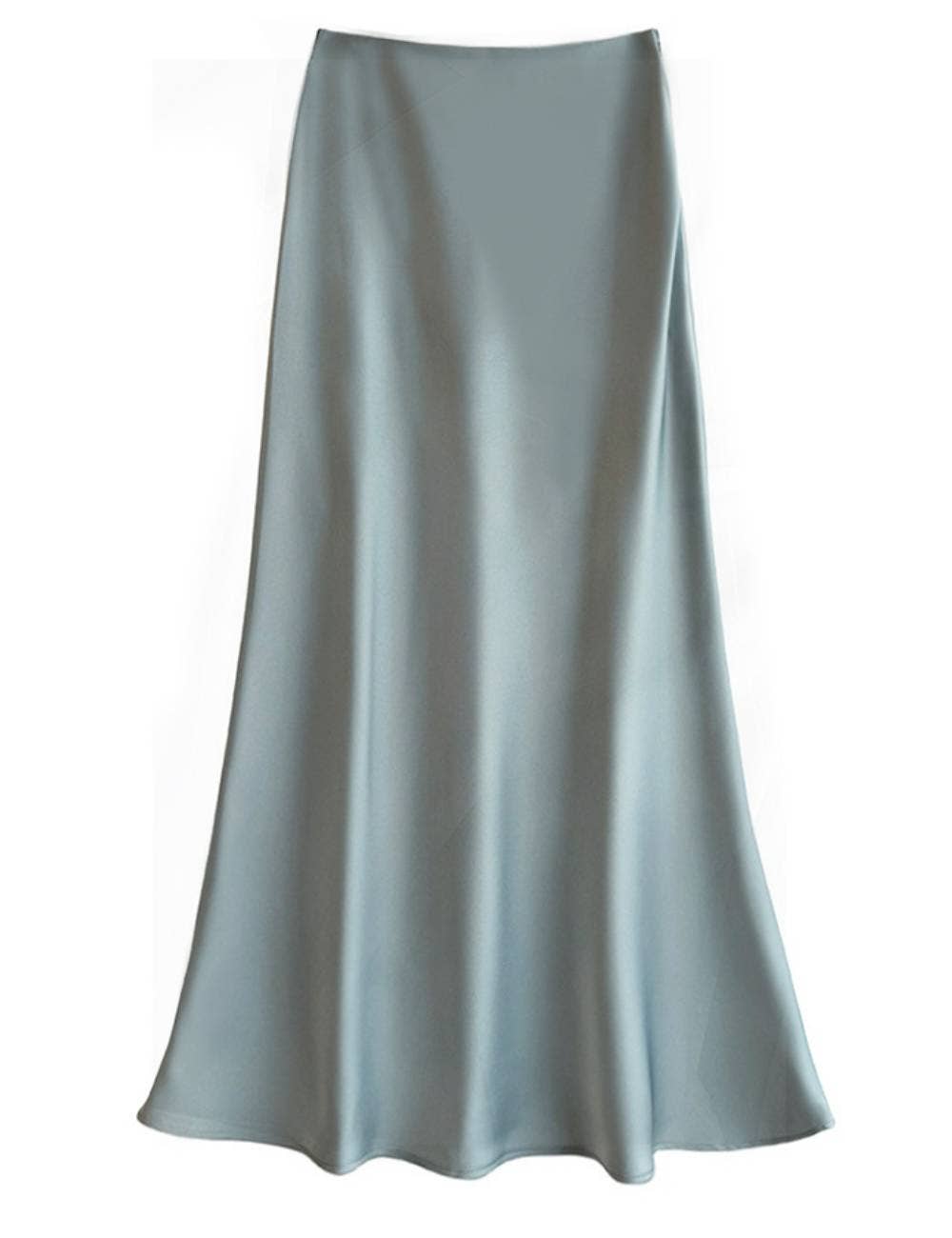 Sweetkama - Wholesale Skirt - Women's - Ladies Satin Elastic Wait Pearlescent Midi Skirt SKS5045310