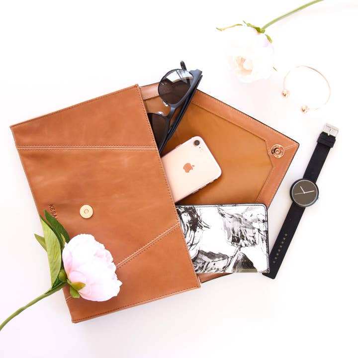 KESA + KONC Designer Handbags - Wholesale Clutch bag – women's - Leather five way Clutch bag - Wild Rose Tan2