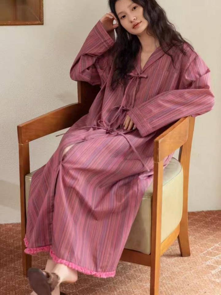 Bamboo Cotton Dressing Robe • Soft Long Loungewear for wholesale by Lian Collection