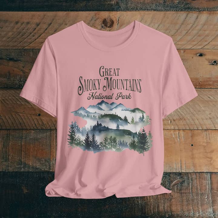Park Service Apparel – Großhandel T-Shirt mit Siebdruck – Unisex – Unisex T-Shirt im Aquarellstil mit Motiv des Great Smoky Mountains Nationalparks1