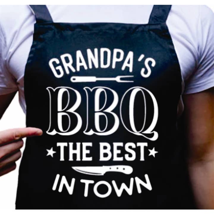 Grandpa's BBQ The Best In Town Apron for wholesale by Peach Closet