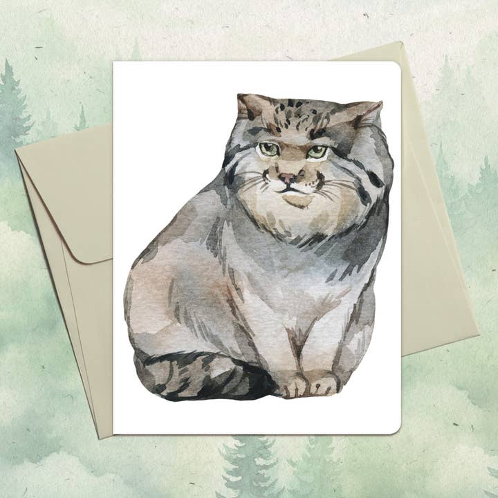 Tarjeta de felicitación de gato de Pallas hecha a mano para venta al por mayor de Soul Familiar