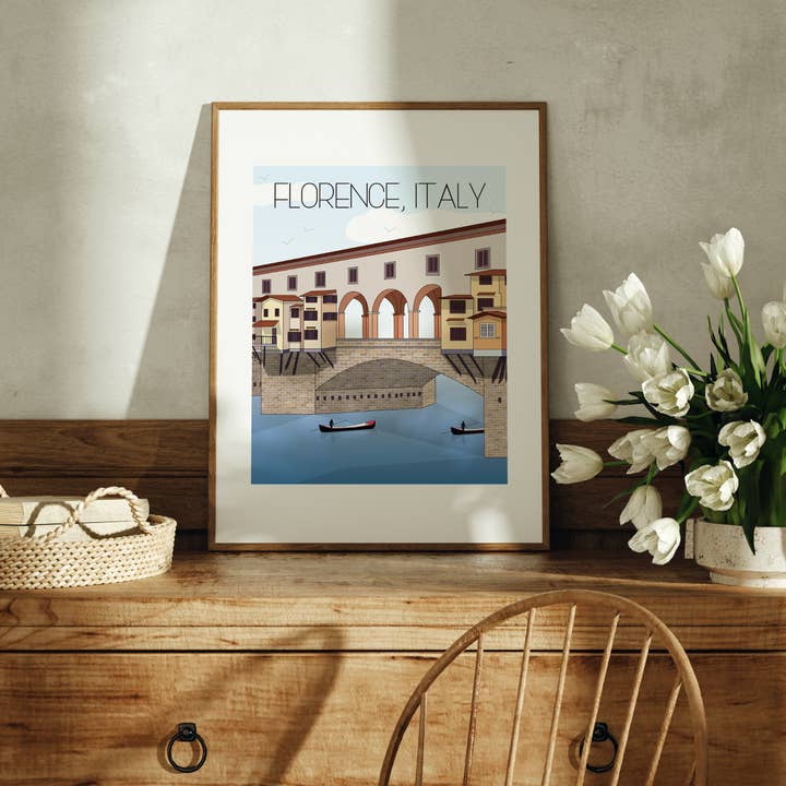 Italien Resor konst tryck - Forence Ponte Vecchio för wholesale av Fox Burrow Designs