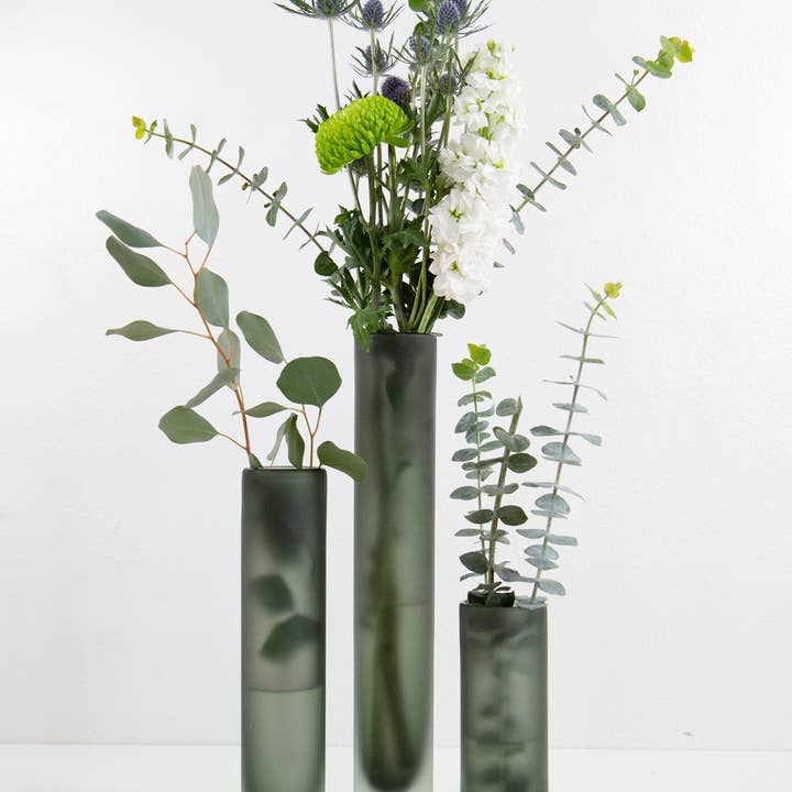 Elegant Slim Vase with Frosted Glass Finish for wholesale by MMEP.