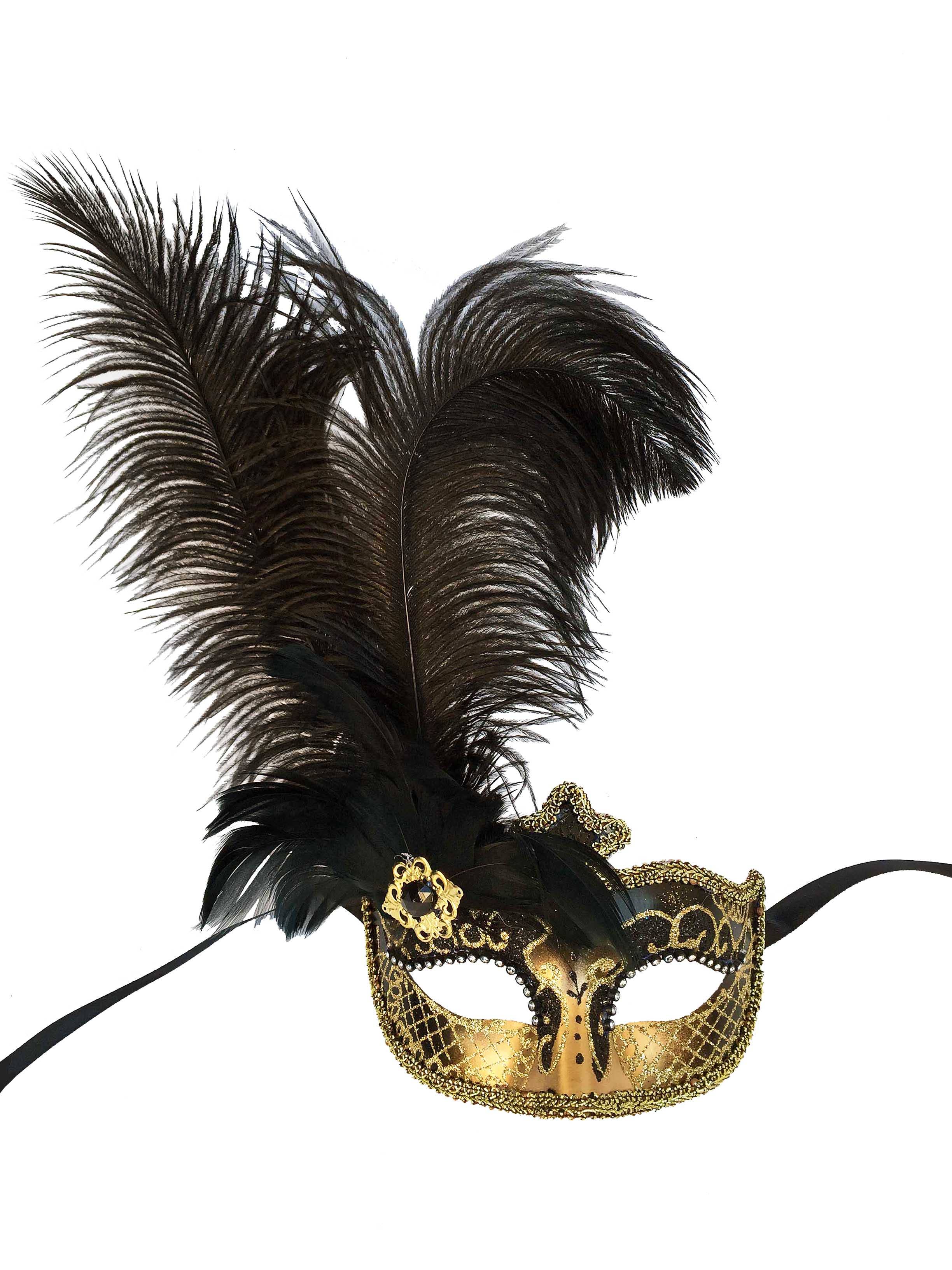 Mardi Gras Creations - Wholesale Costume - Women's - Anarkali Mask With Eye Detail And Feathers0