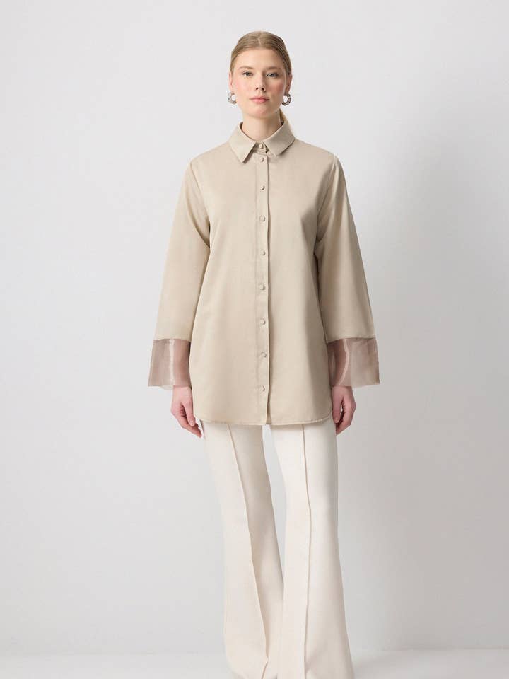 ORGANZA-HEMDBLUSE MIT MANSCHETTEN für den Großhandel von Touché Privé EU