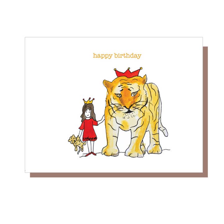 Alles Gute zum Geburtstag (Mädchen und Tiger) für den Großhandel von Irish Greeting Cards by Catherine Dunne