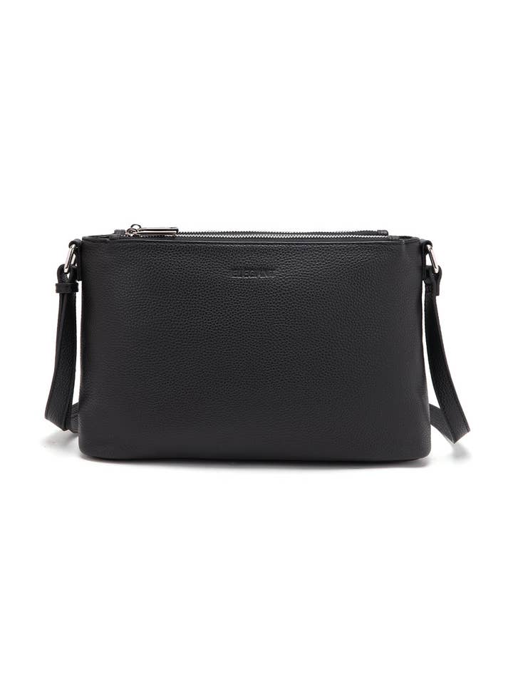 GABRIELLA TRIPLE COMPARTMENT LEATHER BAG- E1-0846-BLK- NEW IN for wholesale by Serenade Beverly Hills Collection