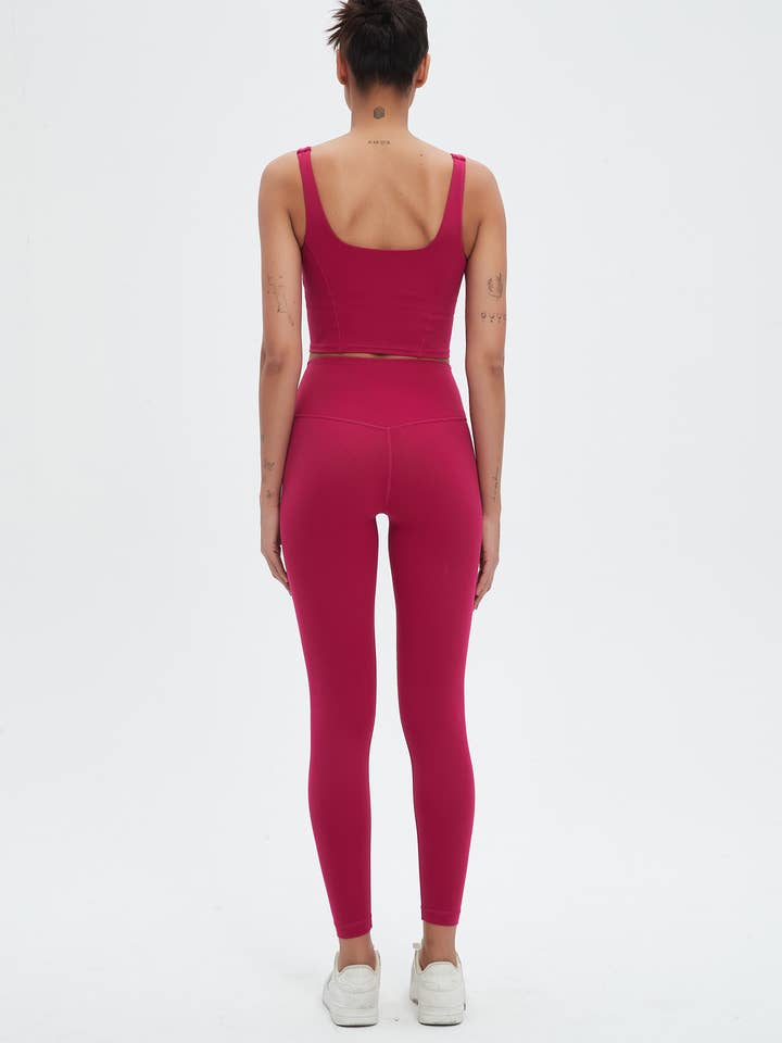 91thelabel - Wholesale Activewear Set - Women's - Grace U-Neck Molded Cup Tank & Leggings Activewear Set