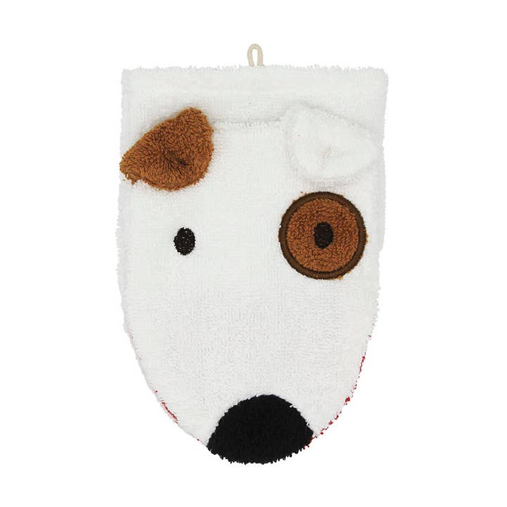 NOUVEAU ! Gant de toilette en coton biologique pour chien (2 tailles) pour la vente par Challenge and Fun, Inc.