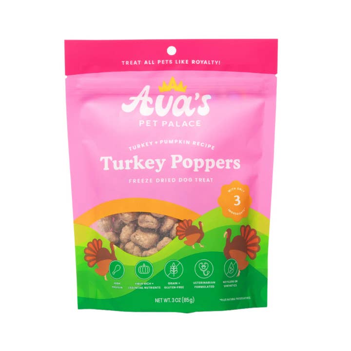Jojo Modern Pets - Wholesale Pet Treats - Dog - Ava's Pet Palace Freeze Dried Dog Treats - Turkey Poppers