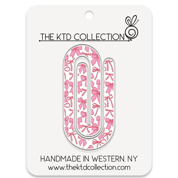 Pink Bows Jumbo Acrylic Paper Clip for wholesale by The KTD Collection
