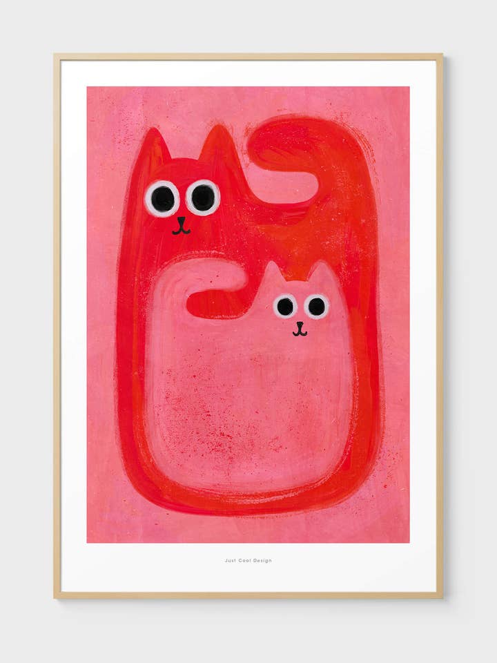 Grand et petit chat | Tirage pour amoureux des chats A4–A3 pour la vente par Just Cool Design