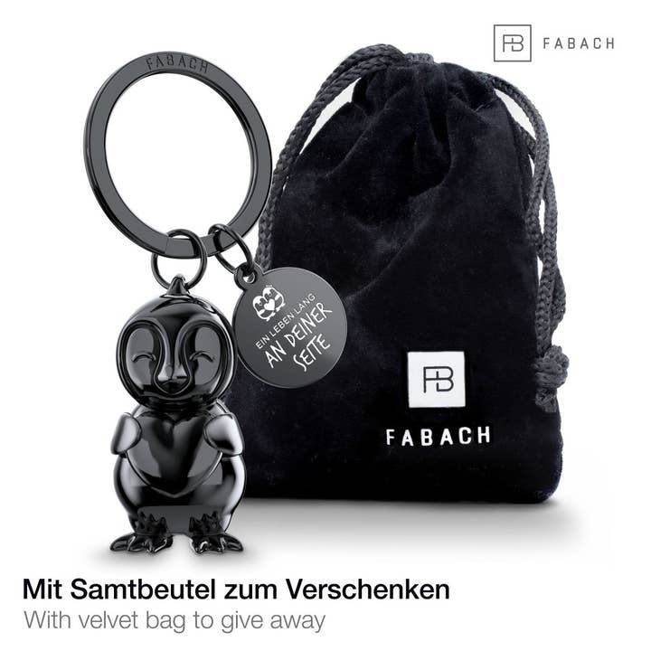 FABACH – Die Schlüsselanhänger-Schmiede – Großhandel Schlüsselanhänger – Unisex – "Ein Leben lang an Deiner Seite" Pinguin Schlüsselanhänger "Frosty" mit Gravur - Süßer Pinguin Glücksbringer als Geschenk für Partner