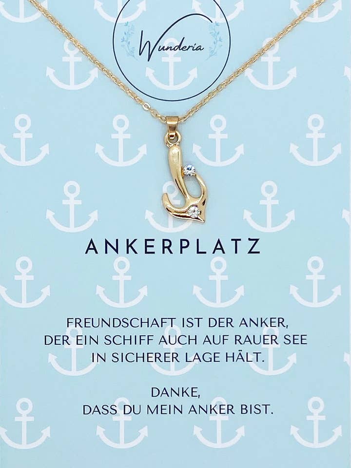 Anchorage Collier en or avec message Anchor Bijoux fantaisie pour la vente par Wunderia