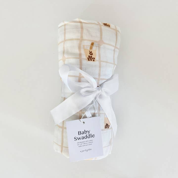 Boba Picnic Swaddle Blanket for wholesale by A Jar Of Pickles