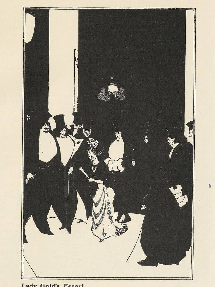 Lady Good's eskort för 'he Yellow Book av Aubrey Beardsley, 1894 för wholesale av Flashback Shop