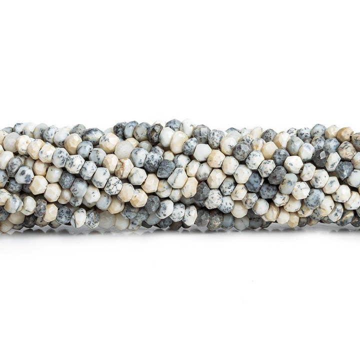 Contas de Rondelle facetadas 3mm-4mm Dendríticas 14 polegadas 145 peças por atacado de The Bead Traders