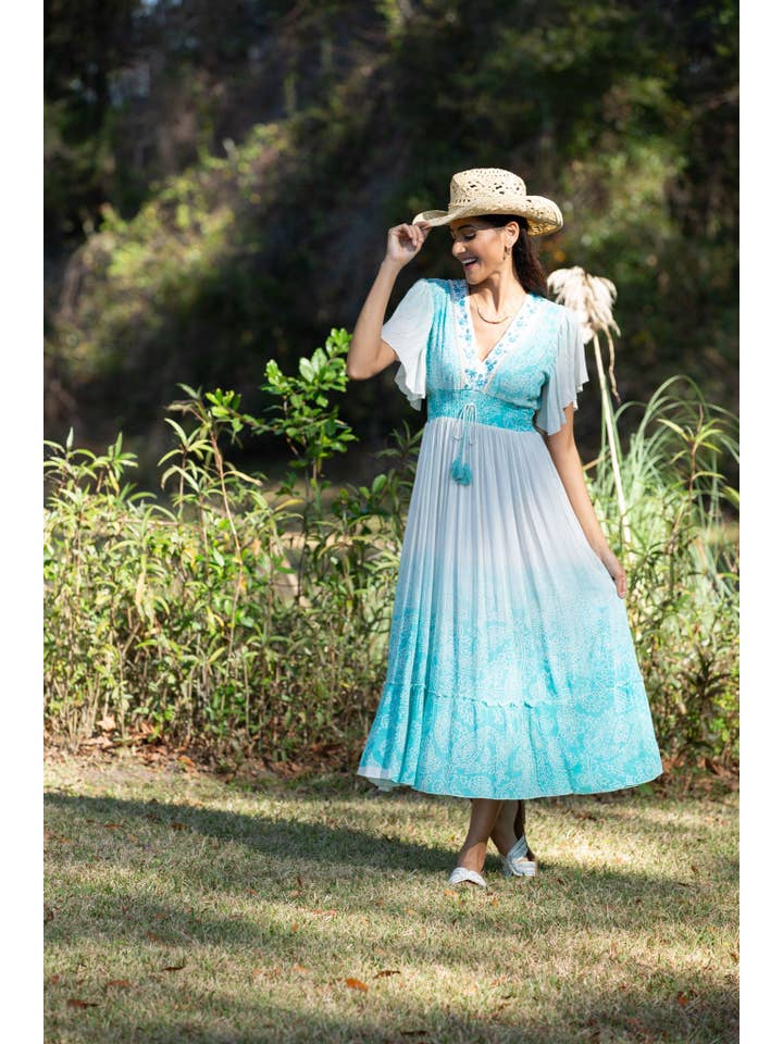 Sacred Threads - Wholesale Dress - Women's - Blue Ombre Enchanting Summer Maxi Dress