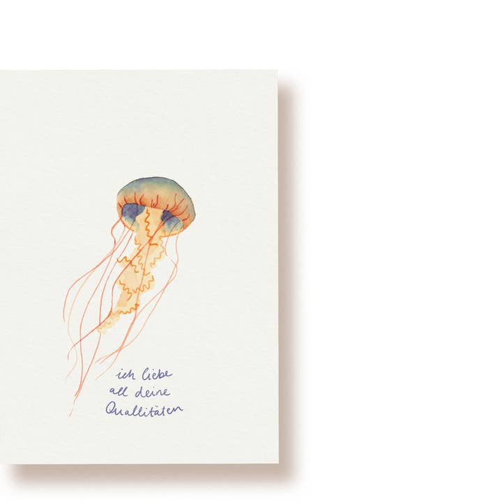 Méduse - J'aime toutes tes qualités | Carte postale pour la vente par tucán y limón