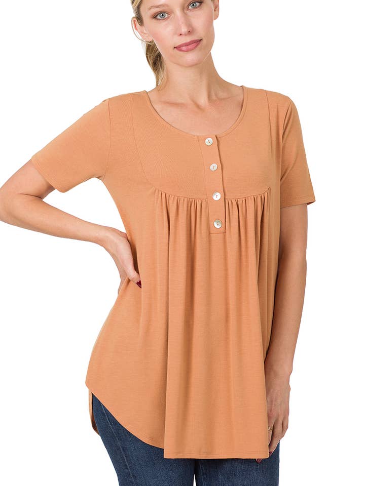 .....SI-16257 Short Sleeve Henley Top for wholesale by 42POPS