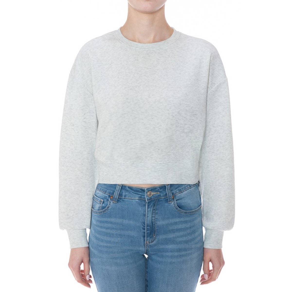 UP CLOTHING - Wholesale Sweatshirt - Women's - FLEECE ROUND NECK LONG SLEEVE CROPPED PULLOVER2