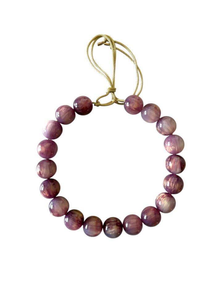 Chunky Beaded Necklace - Dark Mauve Swirl for wholesale by KMs GEMs