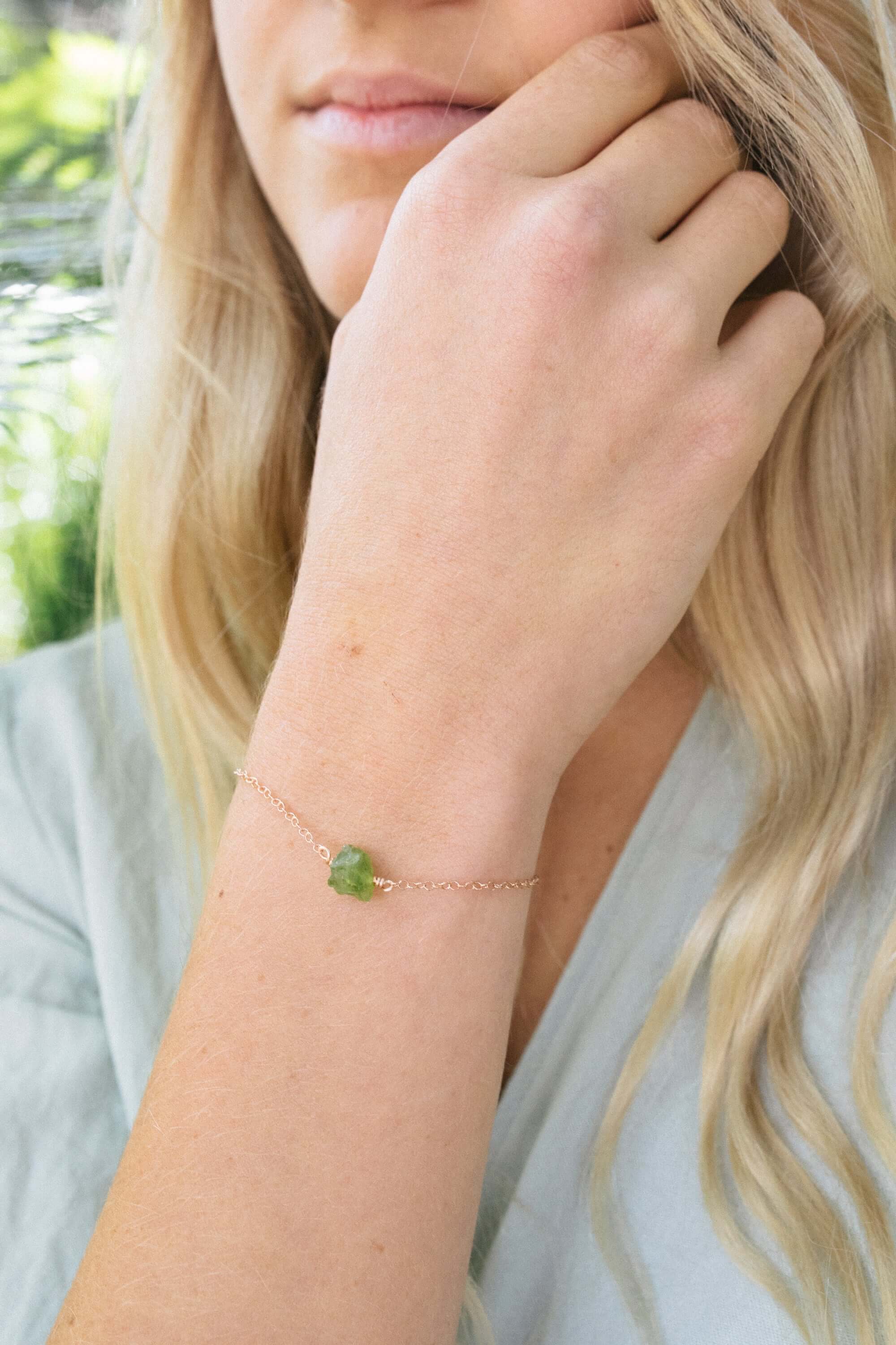 Luna Tide - Wholesale Charm/dangle bracelet - Raw Peridot Crystal Nugget Bracelet1