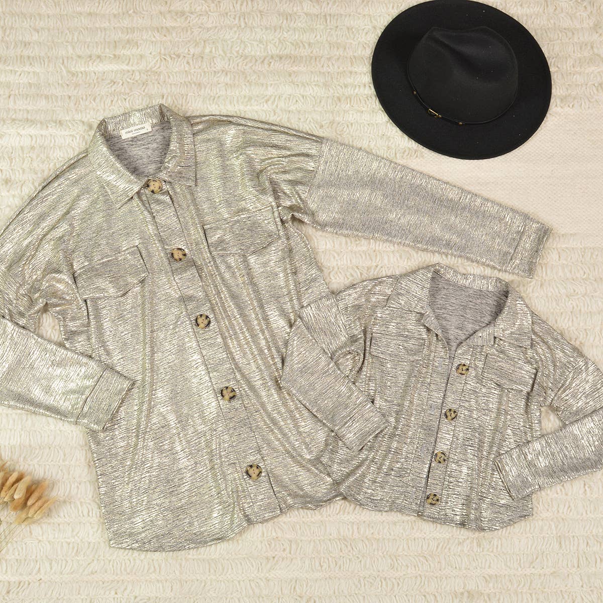 Loven x Mini Momo - Wholesale Mommy & Me Sets - Metallic Midi Skirt Sparkly Elastic Waist Mommy & Me - Kids2