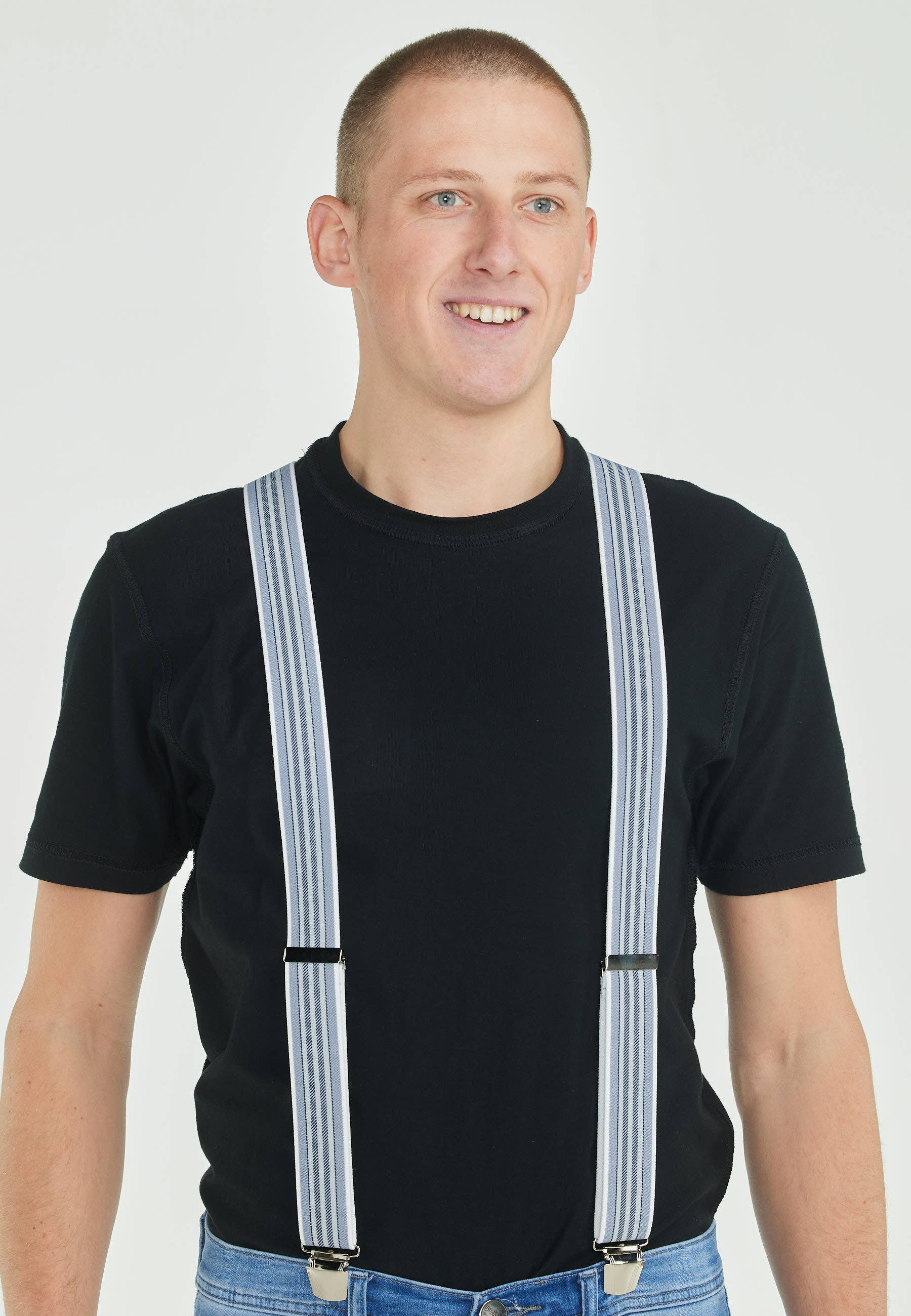 Pierre Mouton - Wholesale Belt - Unisex - Fecamp Blue Brace 3 clips/120 cm | Handmade1