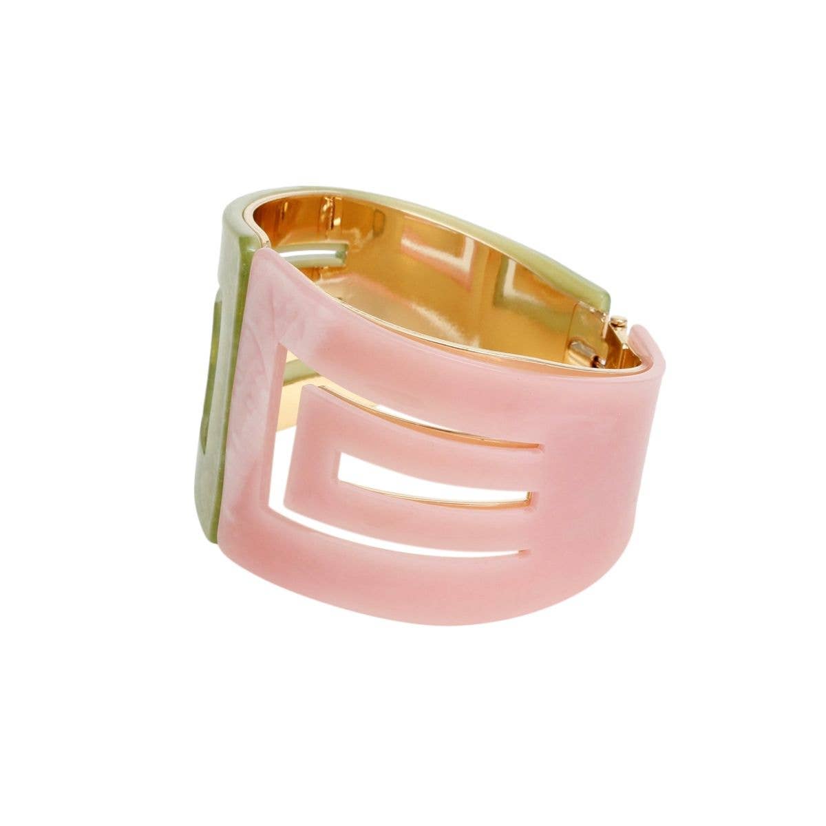 AKA Marbled Pink Green Art Deco Cuff Bracelet for wholesale on Faire2