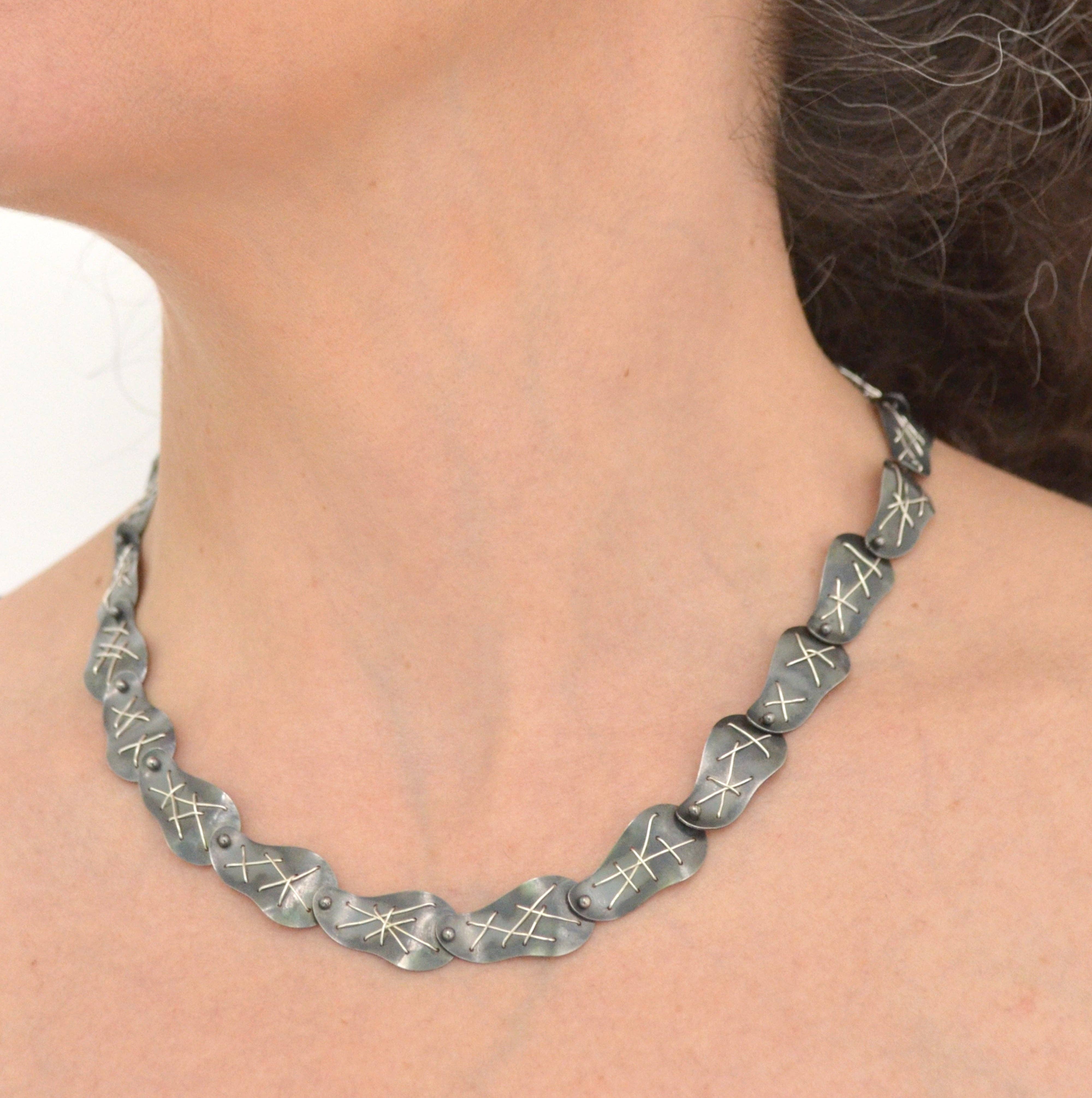 Suzanne Schwartz Jewelry - Wholesale Link & Chain Necklace - Stitched Cascade Single Strand Necklaces3