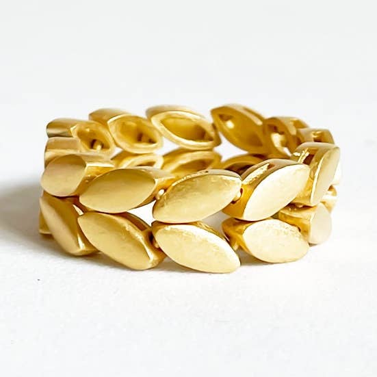 Gevlochten tarwebladring, handgemaakte gevlochten bladpatroonring voor wholesale door idiliusjewelry