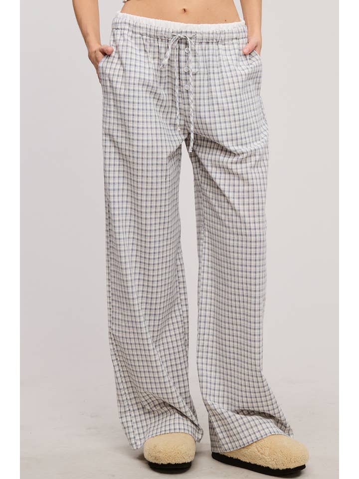 Mimosa - Wholesale Lounge Sweatpants/Joggers - Women's - Gingham Boxer Lounge Pants with Contrast Waistband13