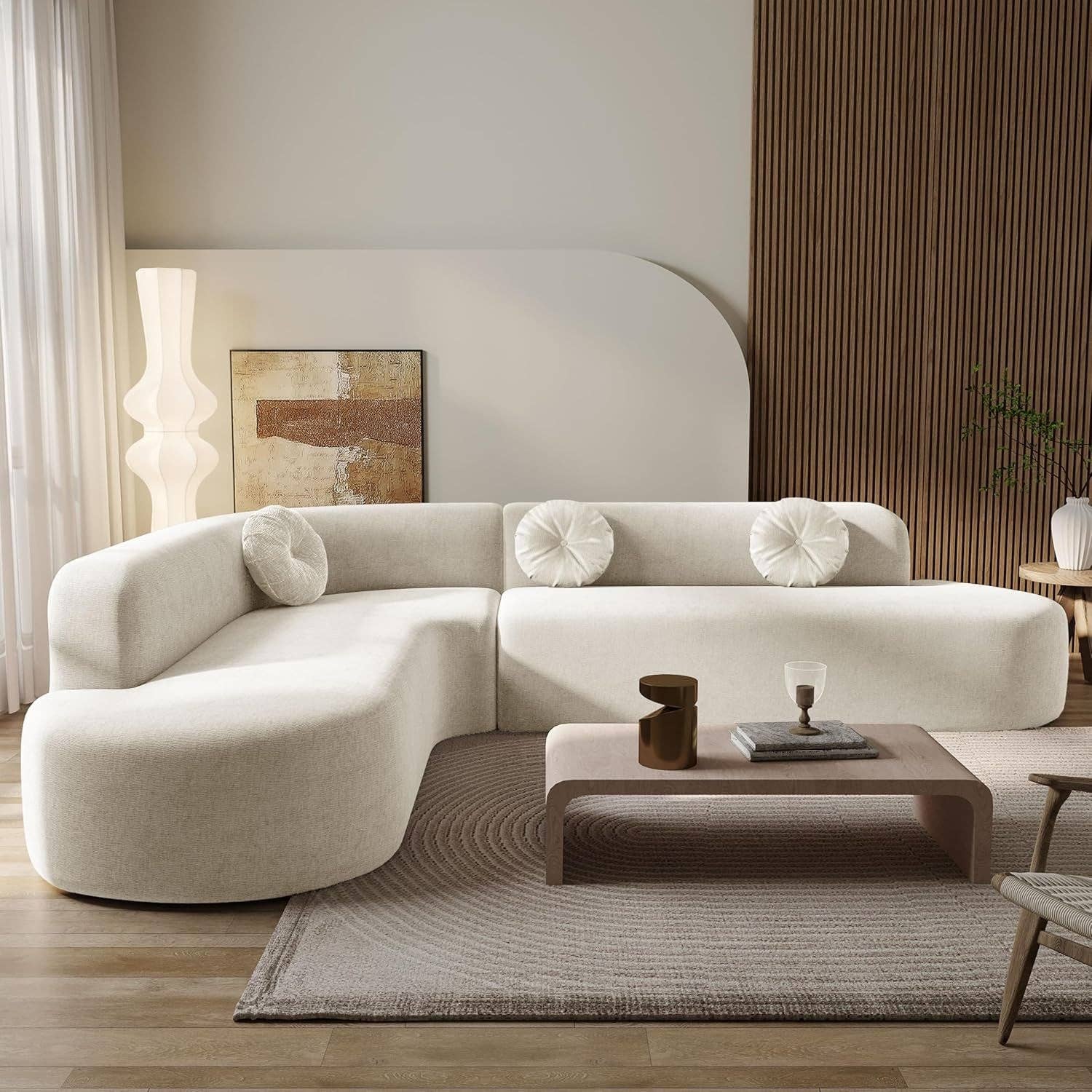 Beige  Extra Large Sectional Sofa with Elegant Curved Design for wholesale on Faire0