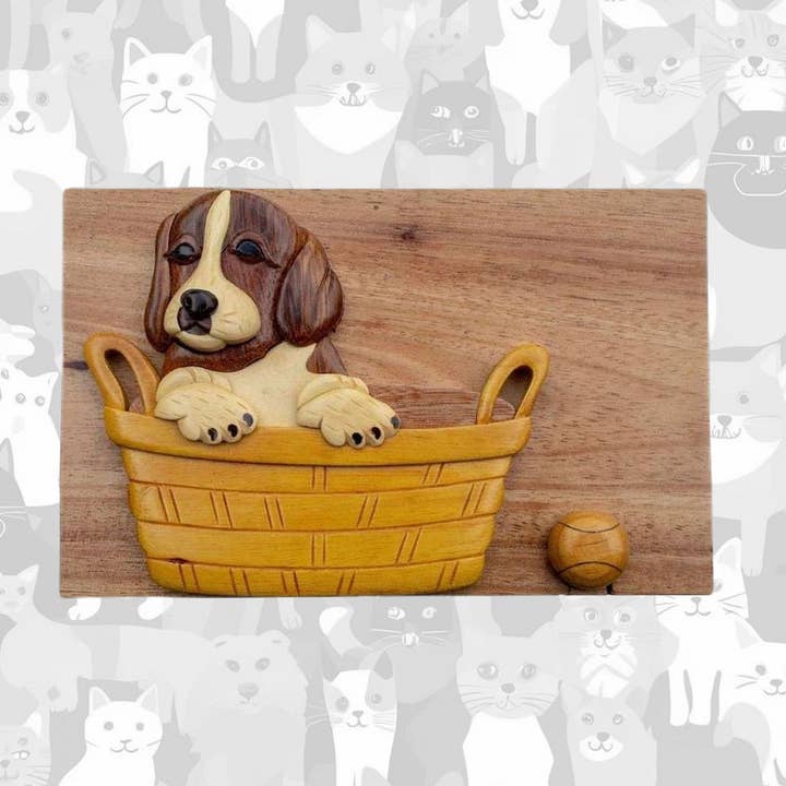 Legesyg Hund - Carver Dan's, håndlavet gaveæske. for engroshandel hos Carver Dan's