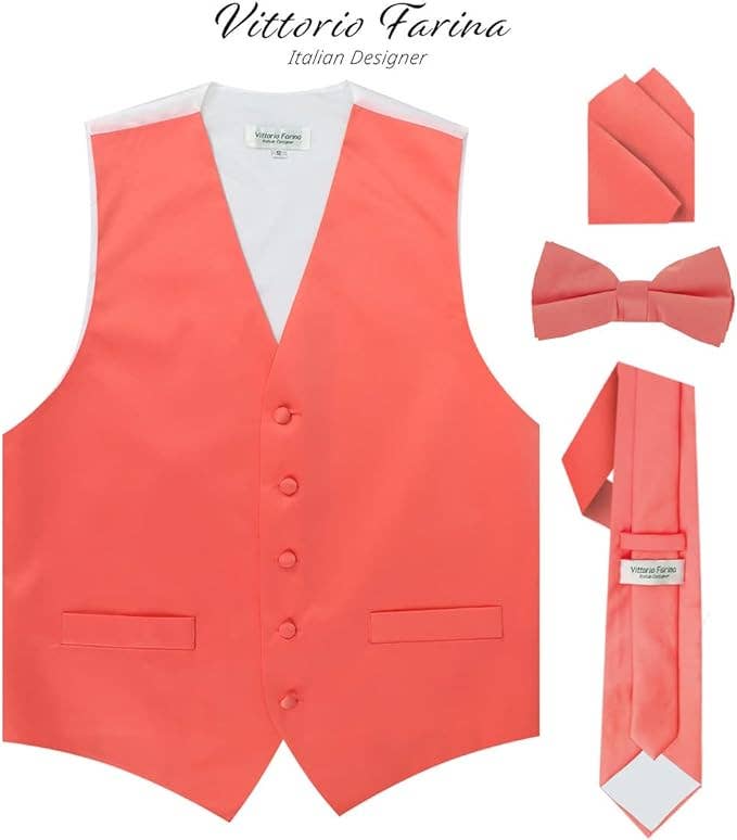 Dubal Brothers - Wholesale Suit Vest - Men's - Vittorio Farina Solid Satin Vest Set (White Back) Var. 01 (Beige-Maize)8