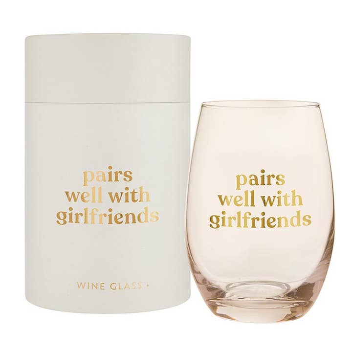 Santa Barbara Design Studio by Creative Brands - Wholesale Wine Glass - Stemless Wine Glass - Pairs Well with Girlfriends