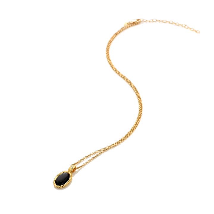 HD X JJ Black Onyx Oval Pendant for wholesale by Hot Diamonds