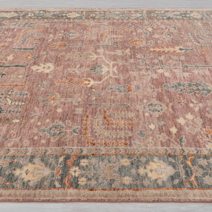 Aesthetic Homes LLC - Wholesale Area Rug - 8x10 Pink Gray Tree of Life Oushak Wool Rug p-93275