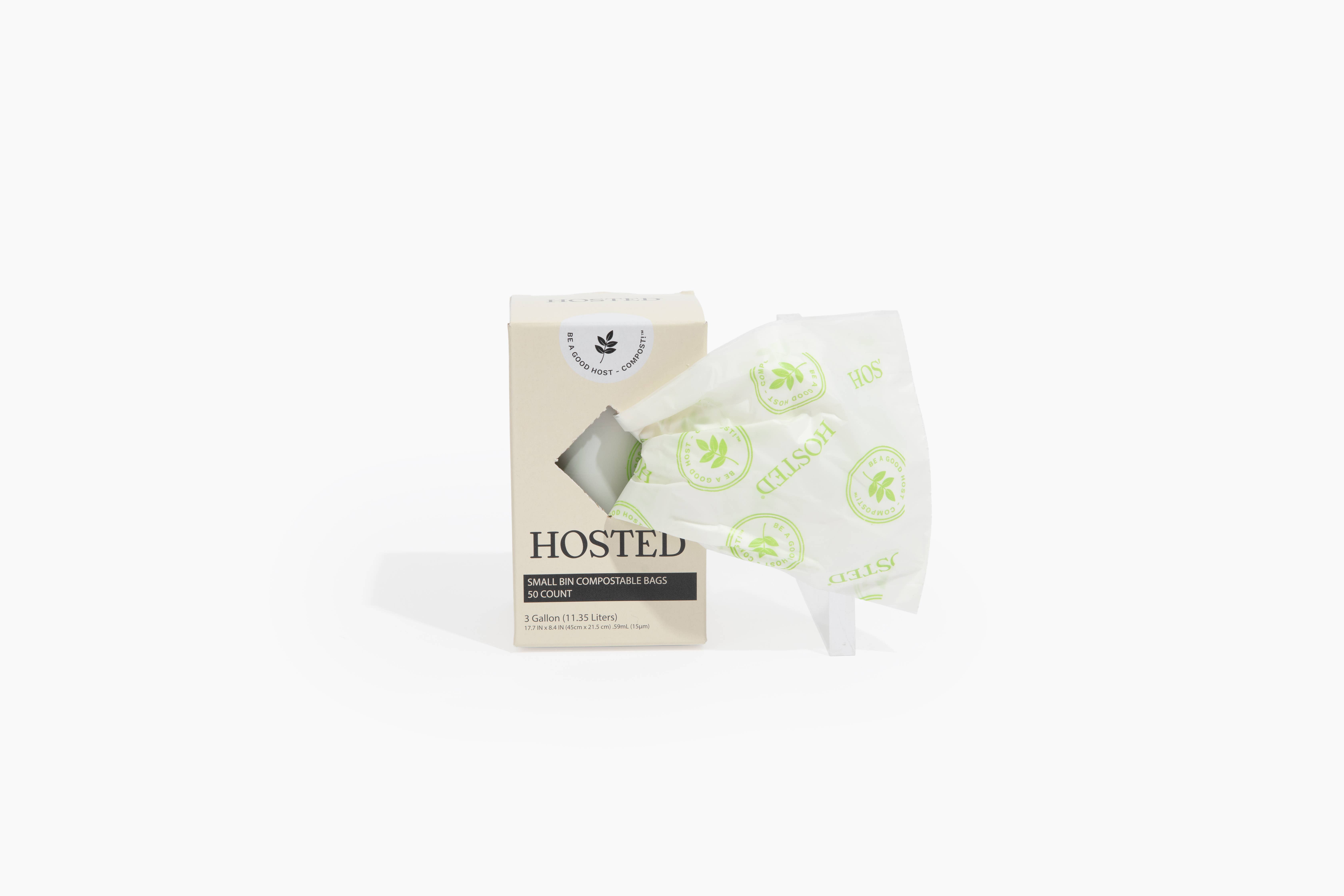 H O S T E D - Wholesale Trashcan/Trash Bin - Compostable Trash Bags, 3 Gallon, 50 Pack