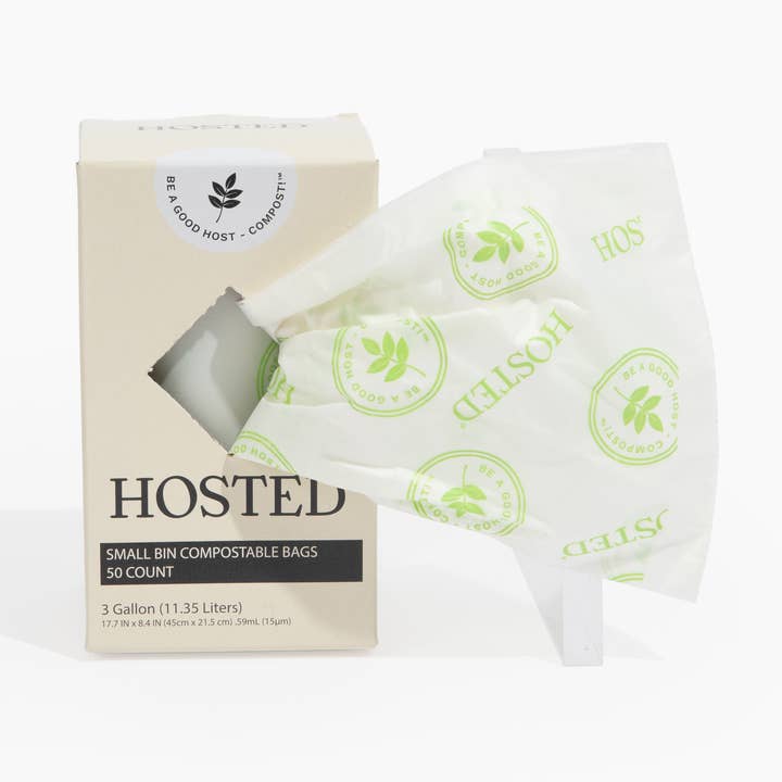 H O S T E D - Wholesale Trashcan/Trash Bin - Compostable Trash Bags, 3 Gallon, 50 Pack0
