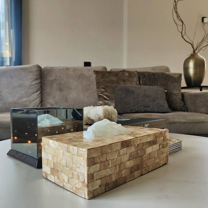 Tissue box shell - gold for wholesale by Home Jewels