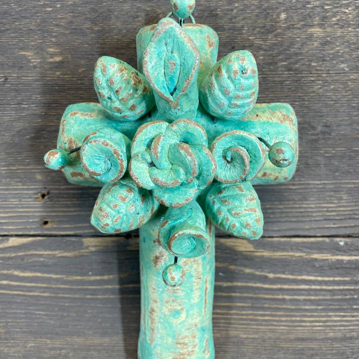 Bali Fleur Menthe Argile Croix-SR-Mur-4x6.5-Petit-Croix Bali pour la vente par My Amigos Imports