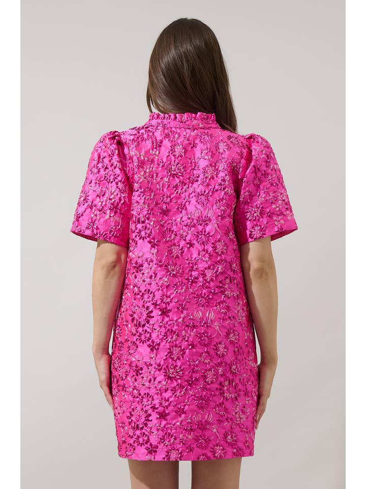 Fuschia Harrington Jacquard Vicki Shift Mini Dress for wholesale on Faire1