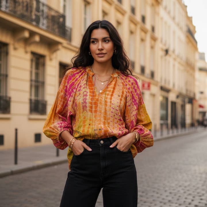 Top de sari de seda para venta al por mayor de Tolatoli