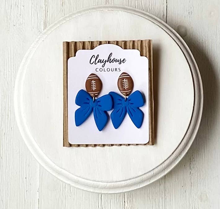 Clayhouse Colours - Vente Boucles d'oreilles pendantes - Boucles d'oreilles Football & Nœud0