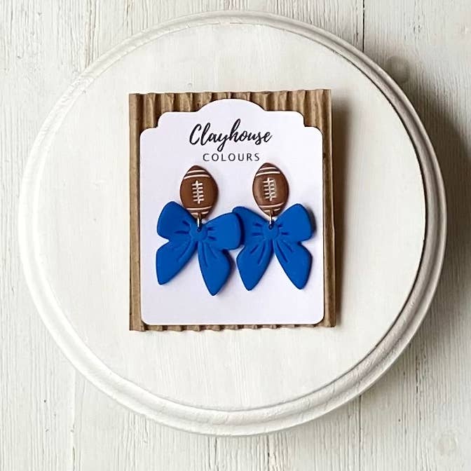 Clayhouse Colours - Vente Boucles d'oreilles pendantes - Boucles d'oreilles Football & Nœud